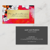 エレガントな金ゴールドの豪華で赤い水彩画ブラシストローク 名刺 (正面/裏面)