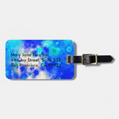 エレガントな金ゴールドの豪華で青い花の水彩画 ラゲッジタグ (正面横)