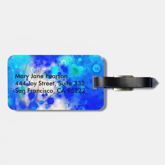 エレガントな金ゴールドの豪華で青い花の水彩画 ラゲッジタグ (裏面横)