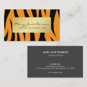 エレガントな金ゴールドの豪華で黄色および黒いトラは縞で飾ります 名刺 (正面/裏面)