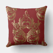 エレガントな金ゴールドの赤く装飾的な枕 クッション (裏面)