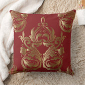 エレガントな金ゴールドの赤く装飾的な枕 クッション (ブランケット)
