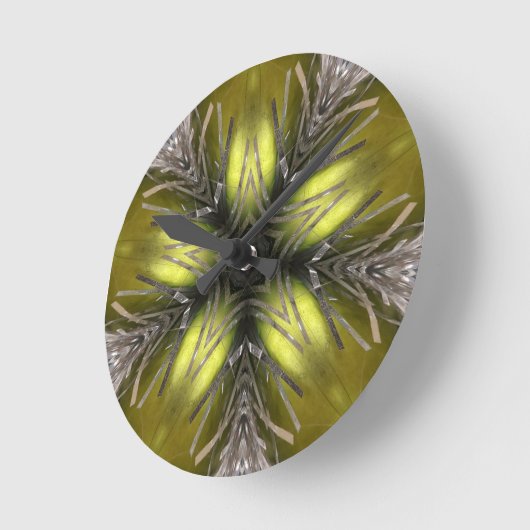 エレガントな金ゴールドの銀の万華鏡のように千変万化するパターンのクリスマスの星 ラウンド壁時計 (傾斜)