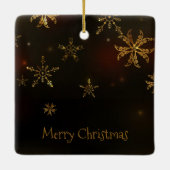 エレガントな金ゴールドの雪片のクリスマス|のオーナメント セラミックオーナメント (裏面)