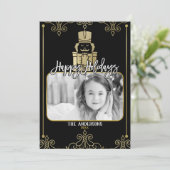エレガントな金ゴールドの黒のくるみ割りの休日の写真カード シーズンカード (スタンド正面)