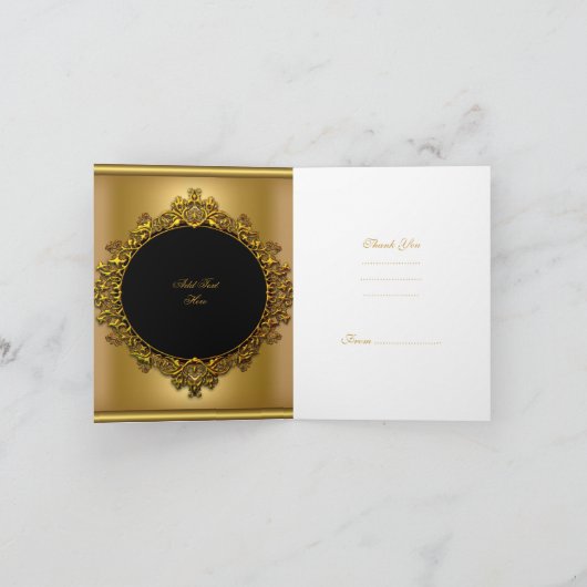 エレガントな金ゴールドの黒のストライプありがとう サンキューカード