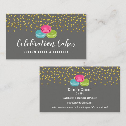 エレガントな金ゴールドはMacaronのベーカリーを振りかけます 名刺 (正面/裏面)