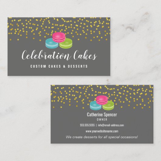 エレガントな金ゴールドはMacaronのベーカリーを振りかけます 名刺 (正面/裏面)