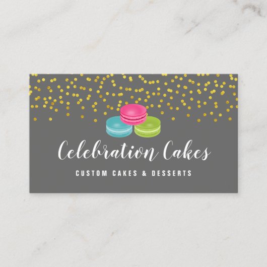 エレガントな金ゴールドはMacaronのベーカリーを振りかけます 名刺 (正面)