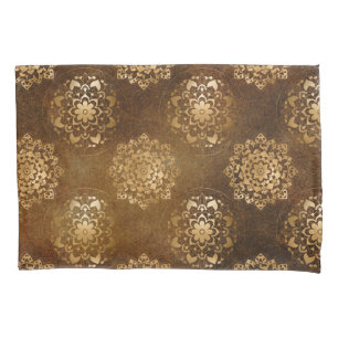 エレガントな金ゴールドホイルおよび黒いインドの曼荼羅 枕カバー