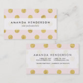 エレガントな金ゴールドホイルの水玉模様パターン-ピンク及び金ゴールド 名刺 (正面/裏面)