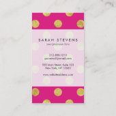 エレガントな金ゴールドホイルの水玉模様パターン-金ゴールド及びピンク 名刺 (裏面)