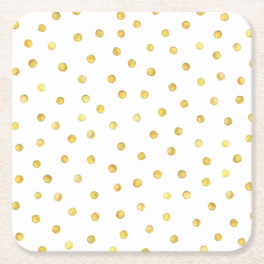 エレガントな金ゴールドホイルの紙吹雪の点 スクエアペーパーコースター (正面)