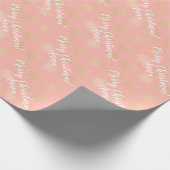 エレガントな金ゴールド及びピンクのパーソナライズなクリスマスパターン ラッピングペーパー (角)