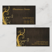 エレガントな金ゴールド及び木製の穀物 名刺 (正面/裏面)