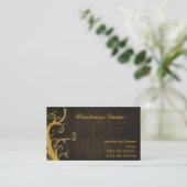 エレガントな金ゴールド及び木製の穀物 名刺 (スタンド正面)