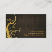 エレガントな金ゴールド及び木製の穀物 名刺 (裏面)