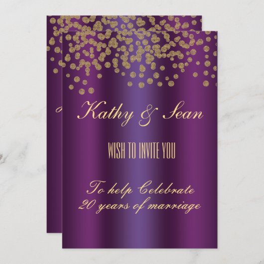 エレガントな金ゴールド及び王室のな紫色5x7の招待状カード 招待状 (正面/裏面)