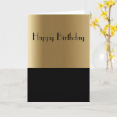 エレガントな金ゴールド及び黒いバースデー・カード カード (黄色い花)