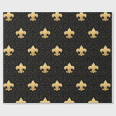 エレガントな金ゴールド及び黒い（紋章の）フラ・ダ・リの包装紙 ラッピングペーパー (フラット)