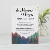 エレガントな金ゴールド山の結婚式招待状 招待状 (スタンド正面)