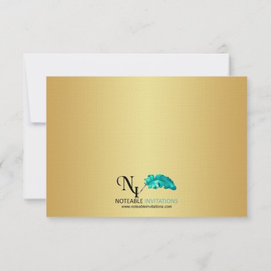 エレガントな金ゴールド第50記念日の応答カード 出欠カード (裏面)