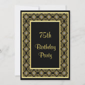 エレガントな金ゴールド、ダイヤモンドの宝石の第75誕生日 招待状 (正面)