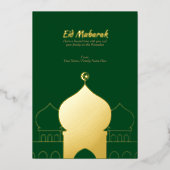 エレガントな金ドーム | ダークグリーンのイスラム 箔シーズンカード (正面)