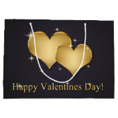 エレガントな金ハートの名前-バレンタインデー ラージペーパーバッグ (裏面)