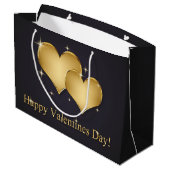 エレガントな金ハートの名前-バレンタインデー ラージペーパーバッグ (裏面アングル)