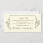 エレガントな金フレームの悔やみや弔慰は感謝していしています サンキューカード (正面)