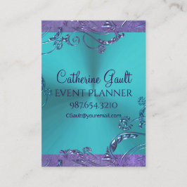 エレガントな金属花柄 名刺