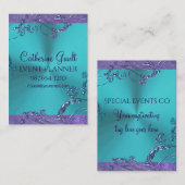 エレガントな金属花柄 名刺 (正面/裏面)