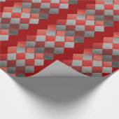 エレガントな金属銀製灰色の赤いダイヤモンド ラッピングペーパー (角)