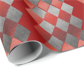 エレガントな金属銀製灰色の赤いダイヤモンド ラッピングペーパー (ロールコーナー)