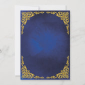 エレガントな金枠の青いイスラム教のムスリム結婚式 招待状 (裏面)