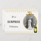 エレガントな金第50記念日のパーティの招待状 招待状 (正面/裏面)