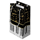 エレガントな金音楽はピアノ鍵に注意します スモールペーパーバッグ (裏面アングル)