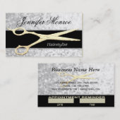 エレガントな銀および金ゴールドの美容師のアポイントメント 予約カード (正面/裏面)