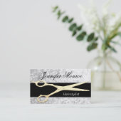 エレガントな銀および金ゴールドの美容師のアポイントメント 予約カード (スタンド正面)