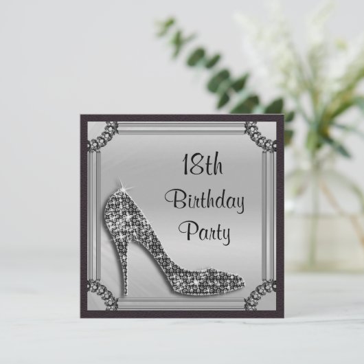 エレガントな銀によって組み立てられる黒い小剣の第18誕生日 招待状 (スタンド正面)