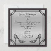 エレガントな銀によって組み立てられる黒い小剣の第18誕生日 招待状 (裏面)