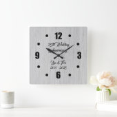 エレガントな銀の第25銀製の結婚記念日 スクエア壁時計 (ホーム)