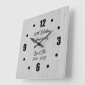 エレガントな銀の第25銀製の結婚記念日 スクエア壁時計 (傾斜)