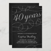 エレガントな銀の第40誕生会 招待状 (正面/裏面)