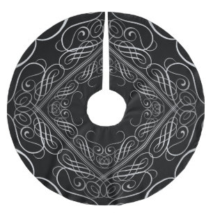 エレガントな銀ぱくの一見の線条細工のScrollworkの黒 ブラッシュドポリエステルツリースカート