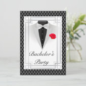 エレガントな銀色の独身パーティー招待状 招待状 (スタンド正面)