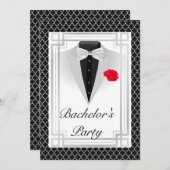 エレガントな銀色の独身パーティー招待状 招待状 (正面/裏面)