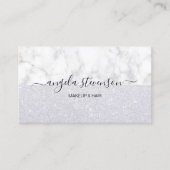 エレガントな銀製のグリッターの白い大理石の化粧及び毛 名刺 (正面)