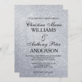 エレガントな銀製のグリッターの結婚式招待状 招待状 (正面/裏面)